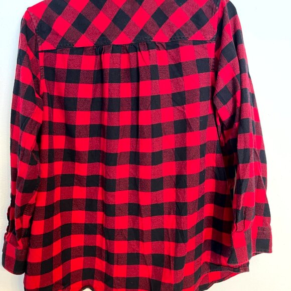 Lands End Flannel Shirt Womens 18 Red Black Buffalo Plaid Lumberjack Button Up - Picture 5 of 7